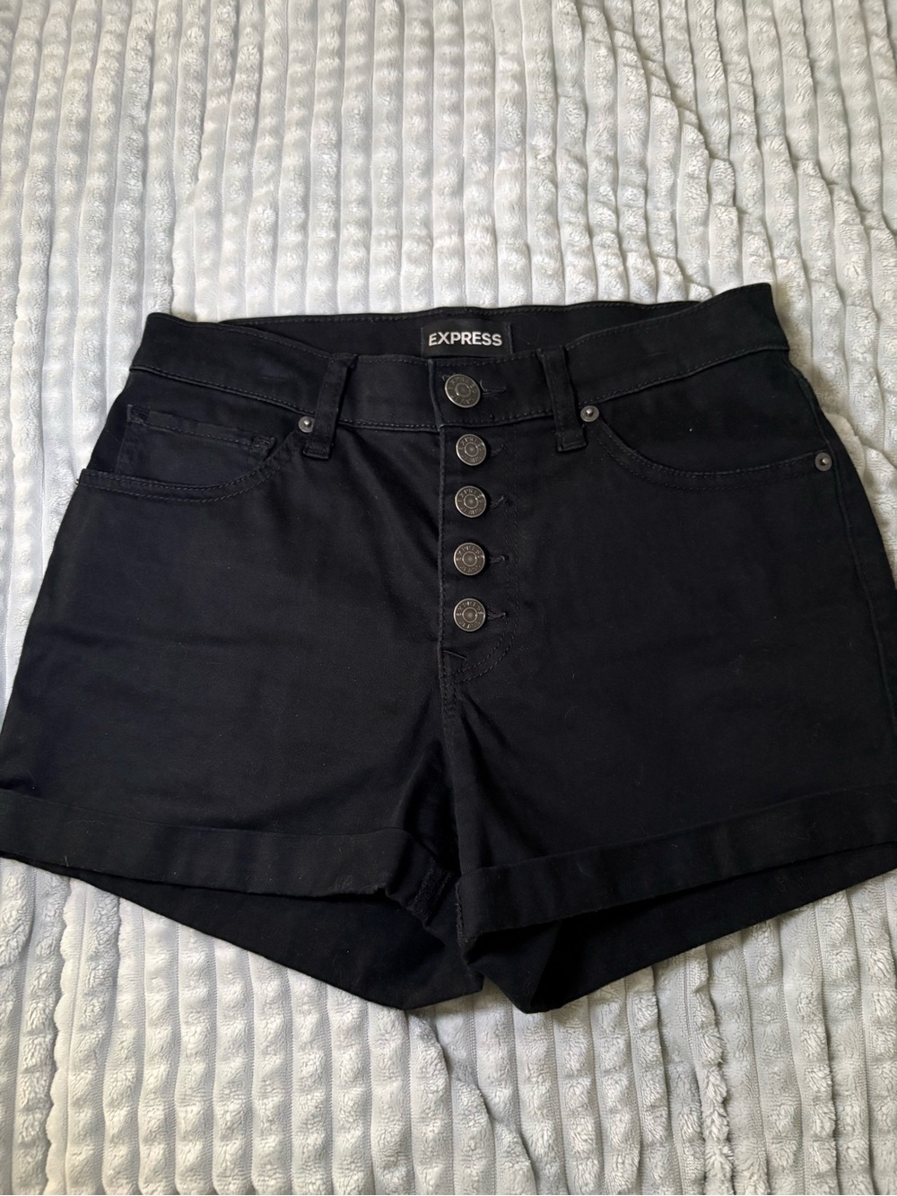 Express Black High-Waist Button-Front Women's Shorts